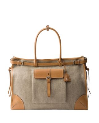  Bonnie Linen And Leather Tote Bag
