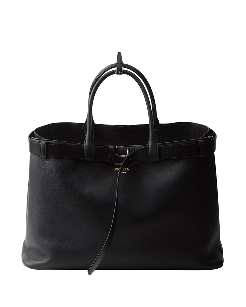 Prada Buckle Leather Bag With Belt