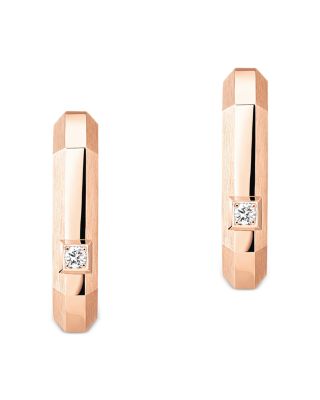 18K Gold Moderniste Diamond Single Hoop Earring, 0.03 tcw