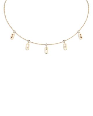 Messika 18K Gold Move Uno Diamond Drop Pendant Adjustable Choker Necklace, 0.20 tcw