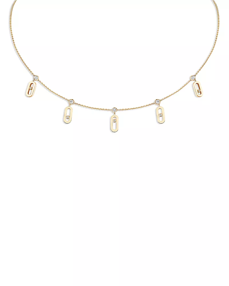 Messika 18K Gold Move Uno Diamond Drop Pendant Adjustable Choker Necklace, 0.20 tcw