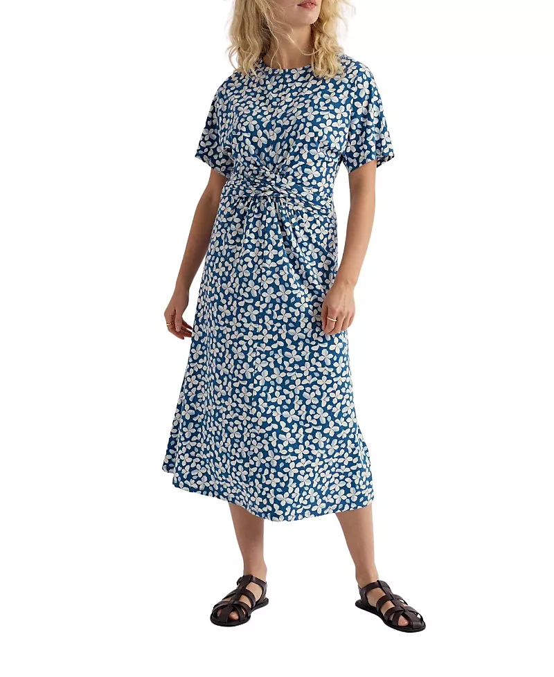 Seasalt Cornwall Water Mint Knot-Waist Jersey Midi Dress