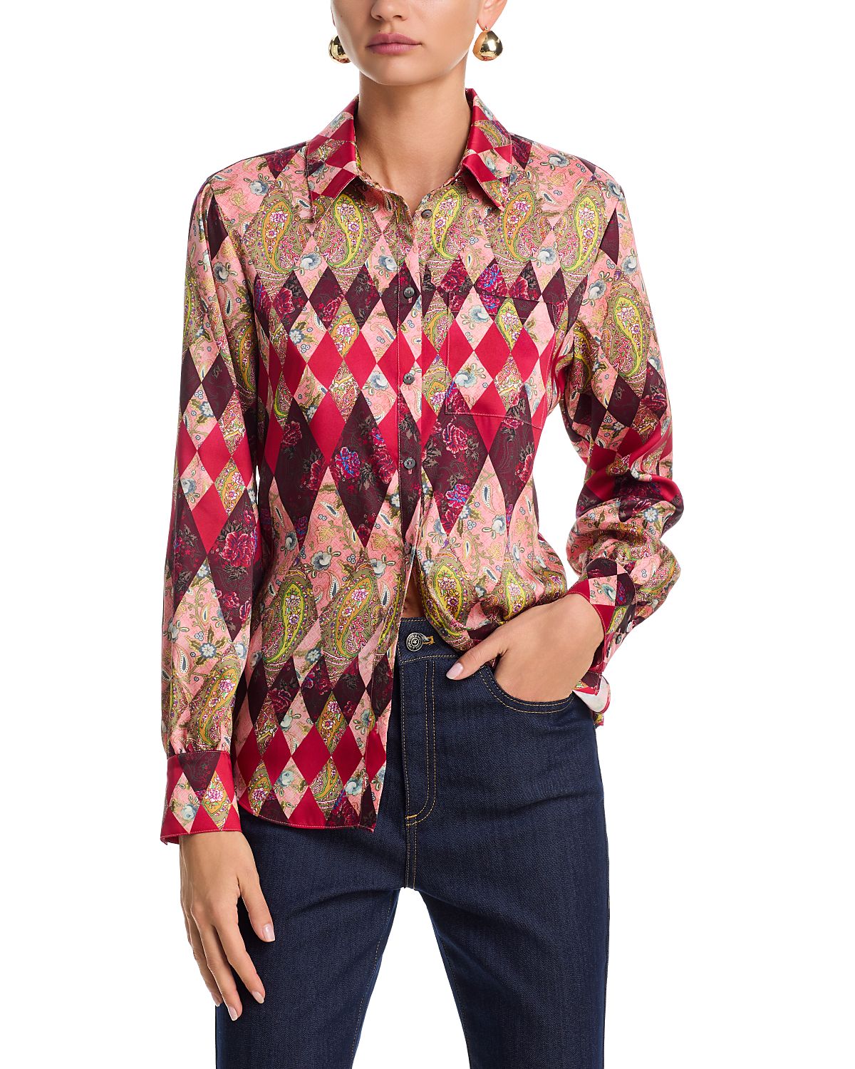Cinq a Sept Thea Patchwork Print Top