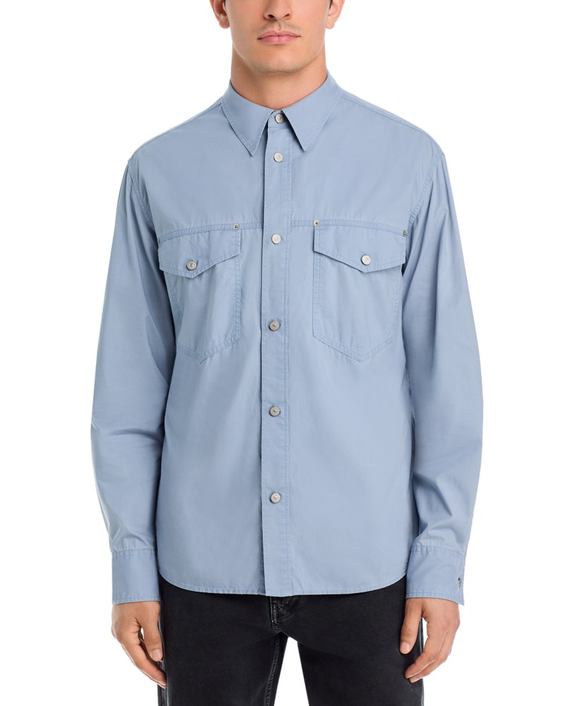 MM6 Maison Margiela Woven Pocket Shirt in Blue