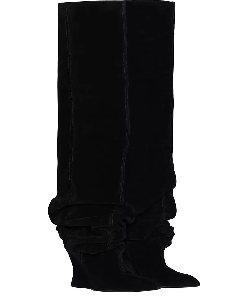 Balmain Women's Suede Leather Wedge Thigh-High Boots