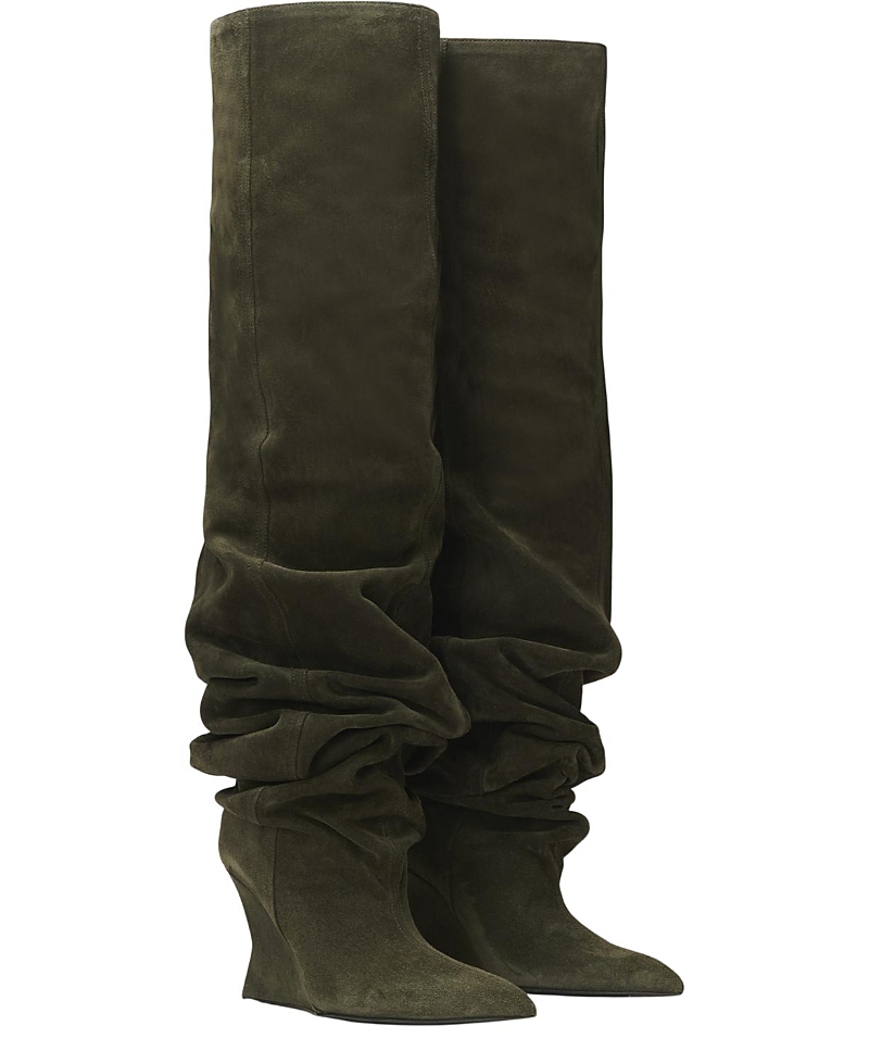 Balmain Women's Suede Leather Wedge Thigh-High Boots