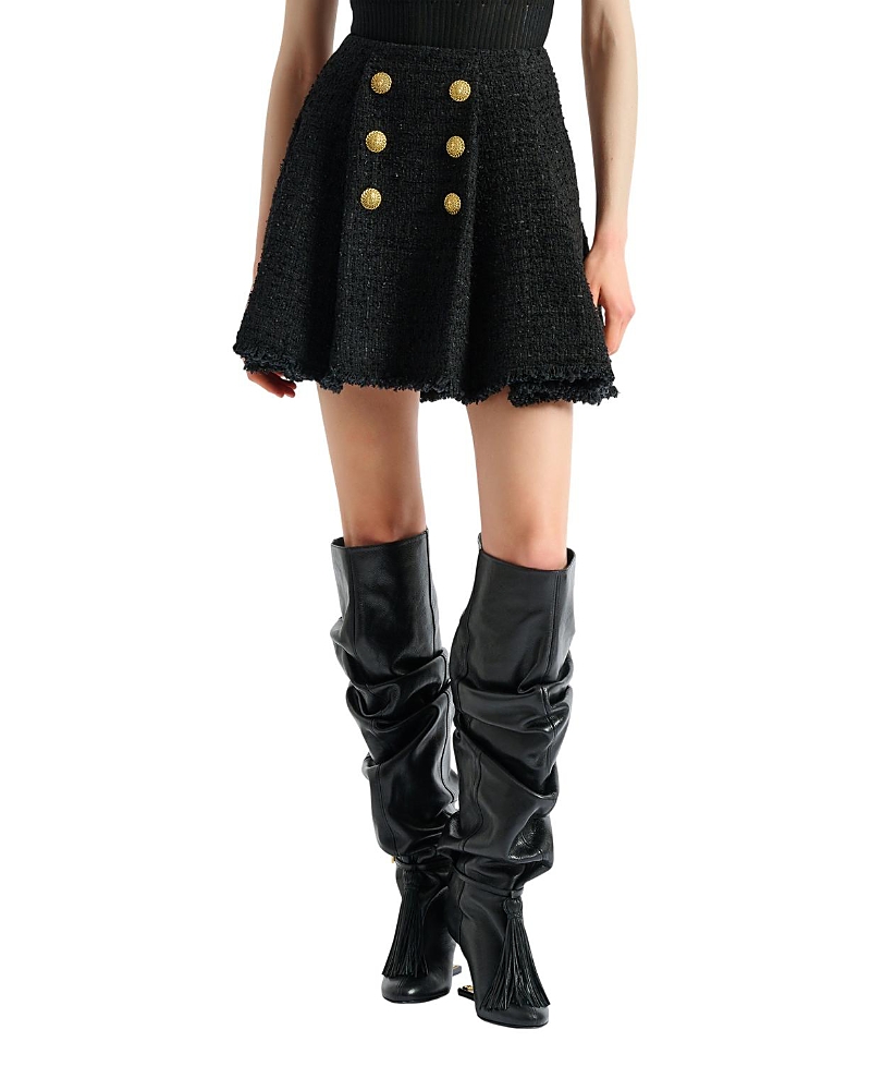 Balmain Flared Tweed Skirt