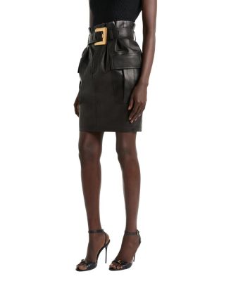  Belted Lambskin Skirt