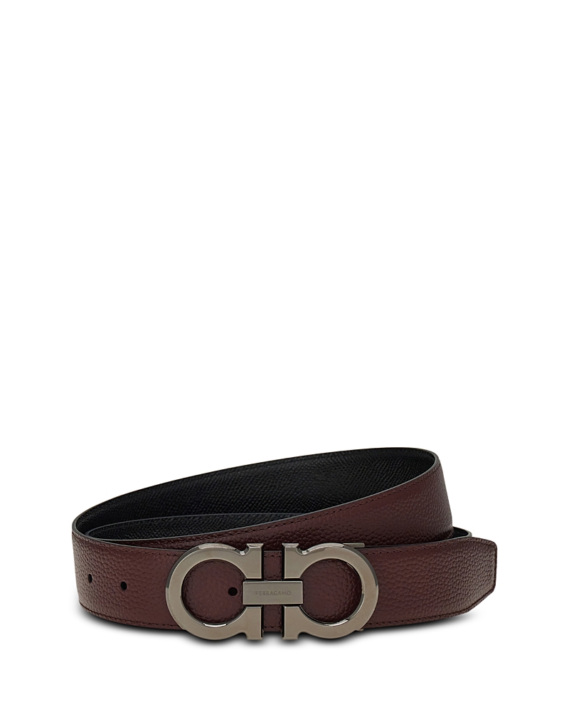 Ferragamo Men's Oversized Double Gancini Reversible Leather Belt