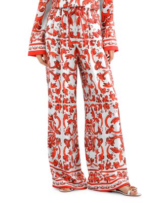 Majolica Print Silk Trousers