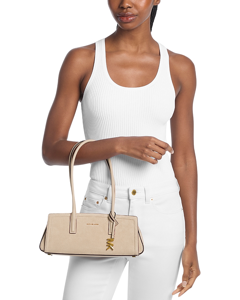 Michael Kors Laila Small East West Suede Shoulder Tote