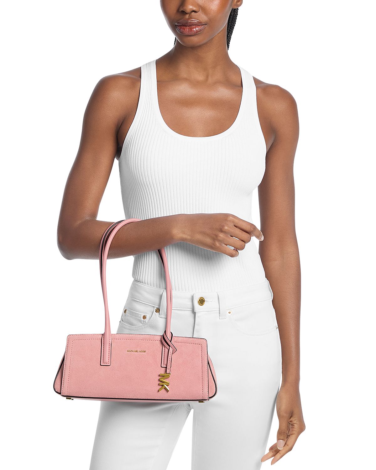 Michael Kors Laila Small East West Suede Shoulder Tote