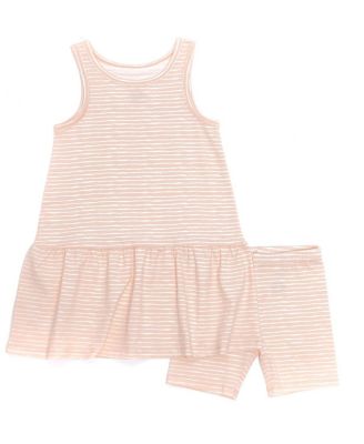 Norani Girls' Organic Drop Waist Dress with Matching Biker Shorts - Little Kids, Big Kids
