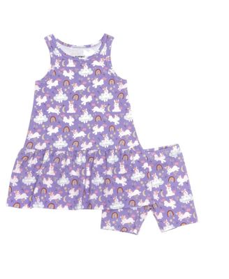  Girls' Organic Drop Waist Dress with Matching Biker Shorts - Little Kid, Big Kid