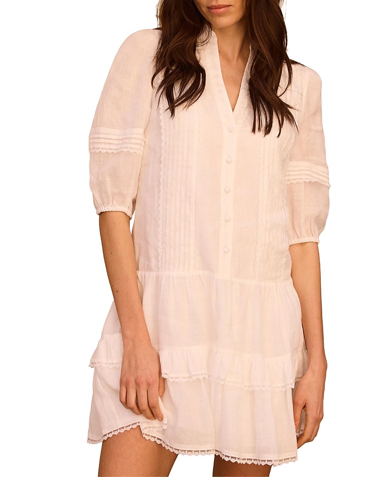 Mint Velvet Women's Ramie Ruffle Mini Dress