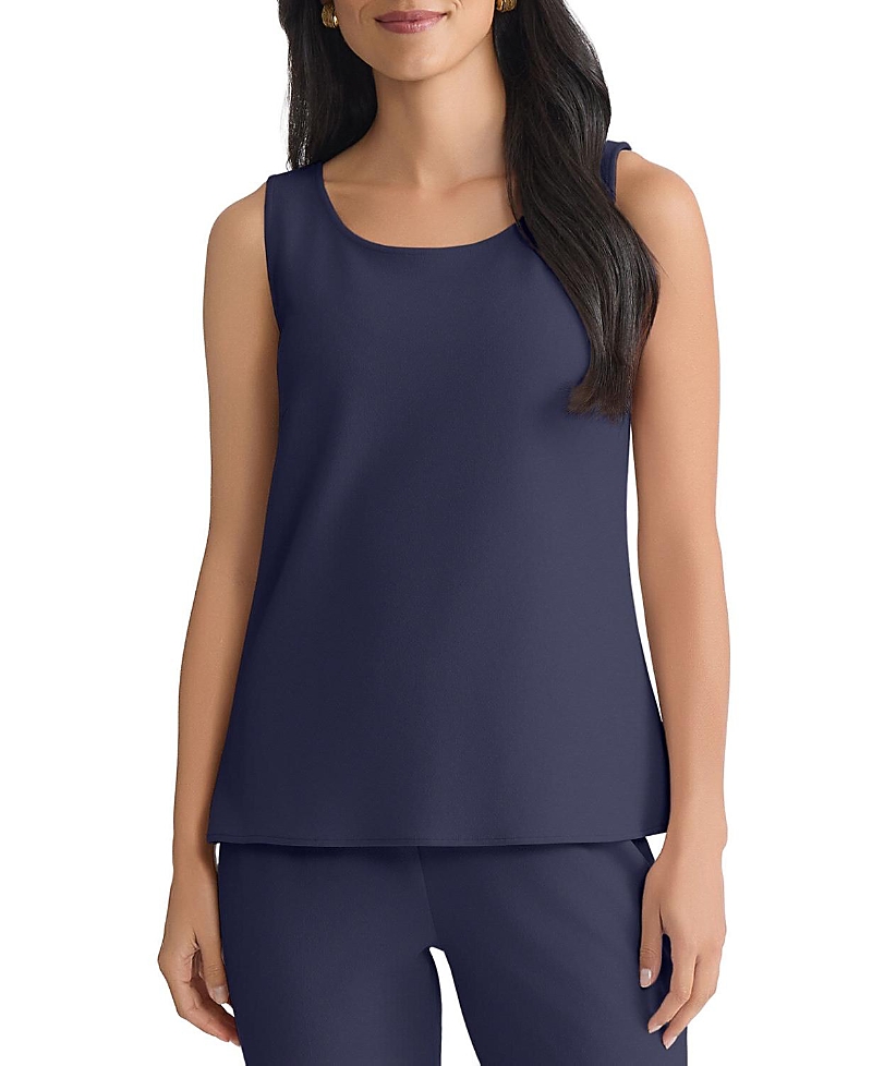 Ming Wang Stretch Deco Crepe Scoop Neck Tank