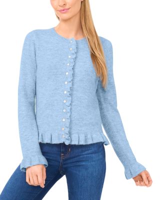 Ruffle Edge Long Sleeve Cardigan Sweater