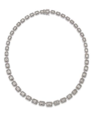 Luxe Collection Diamond Mosaic Collar Necklace in 14K White Gold, 8.0 tcw