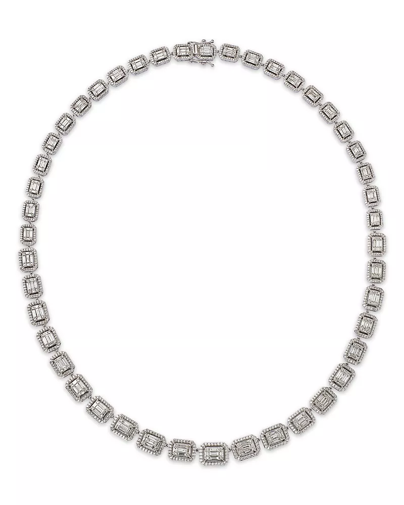 Bloomingdale's Fine Collection Luxe Collection Diamond Mosaic Collar Necklace in 14K White Gold, 8.0 tcw