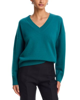 100% Cashmere V Neck Drop Shoulder Sweater - Exclusive