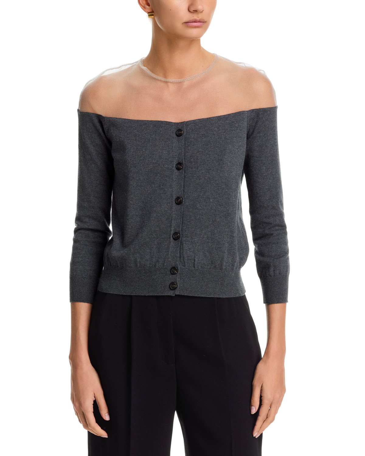 Mm6 Maison Margiela MM6 Maison Margiela Cardigan in Dark Grey Melange