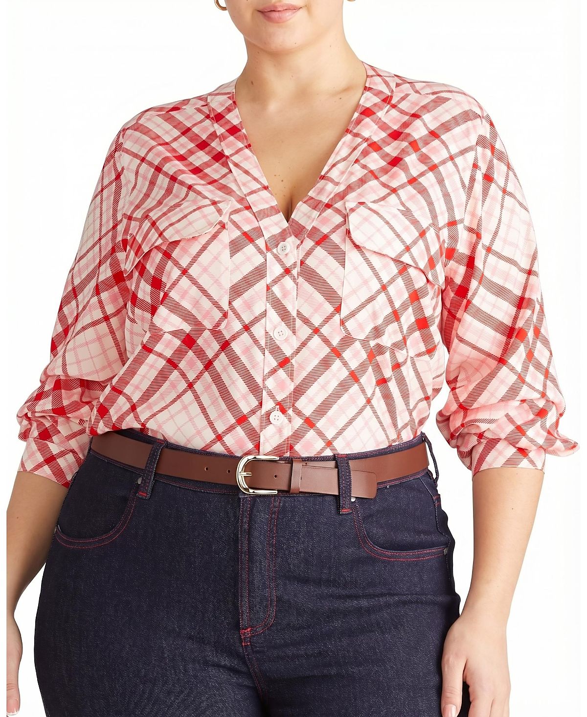 Universal Standard Women's Plus Cooling Stretch Cupro Button-Down Blouse