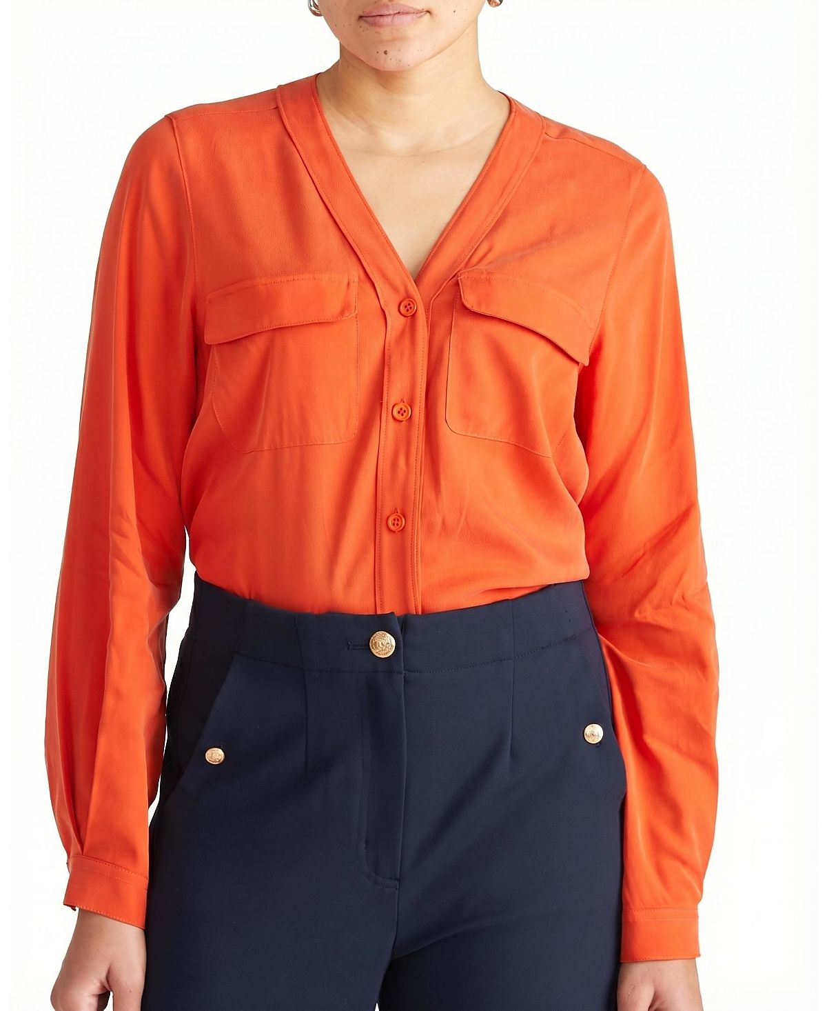 Universal Standard Women's Plus Cooling Stretch Cupro Button-Down Blouse