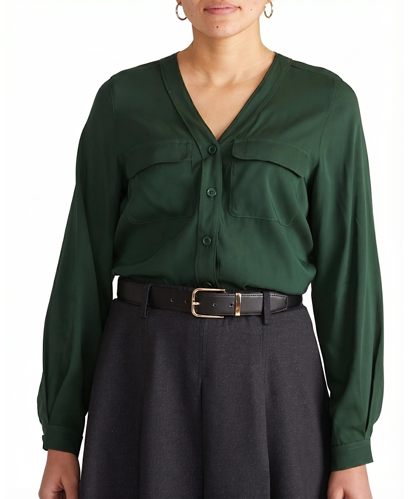 Universal Standard Women's Plus Cooling Stretch Cupro Button-Down Blouse