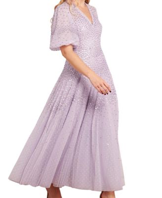 Needle & Thread Scallop Sequin V-neck Ankle Gown