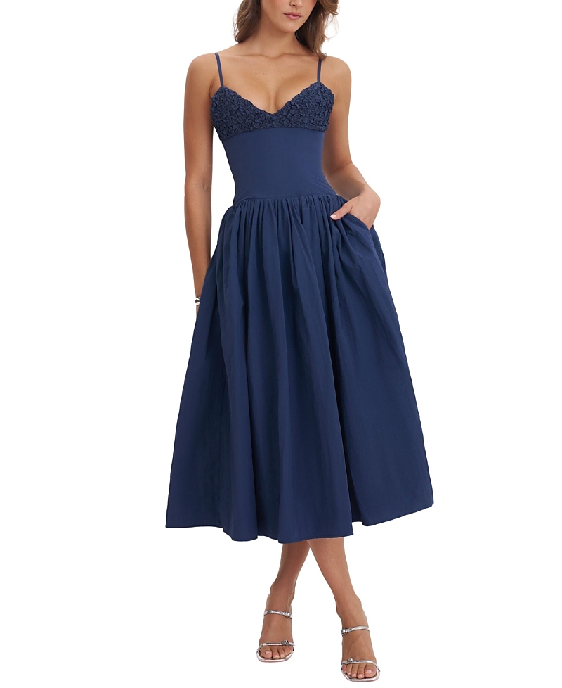 Miss Circle Ailani Taffeta Smocked Midi Dress