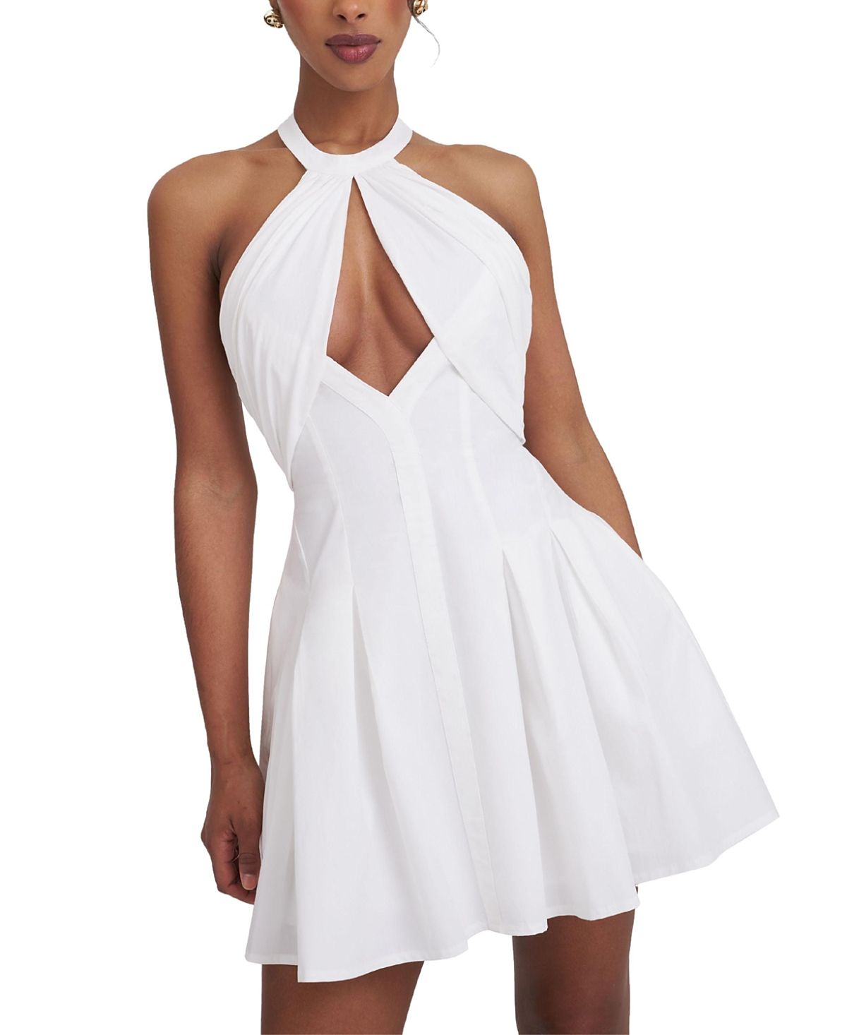 Miss Circle Jordyn Cotton Poplin Keyhole Halter Mini Dress