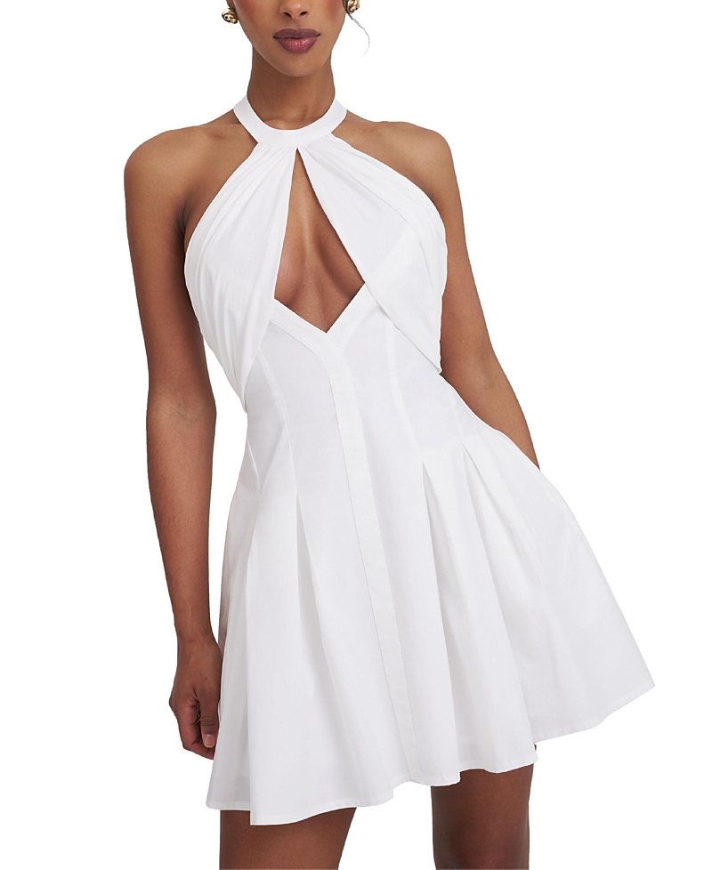 Miss Circle Jordyn Cotton Poplin Keyhole Halter Mini Dress