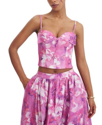  Xamira Blooming Linen Floral Sweetheart Foldover Top