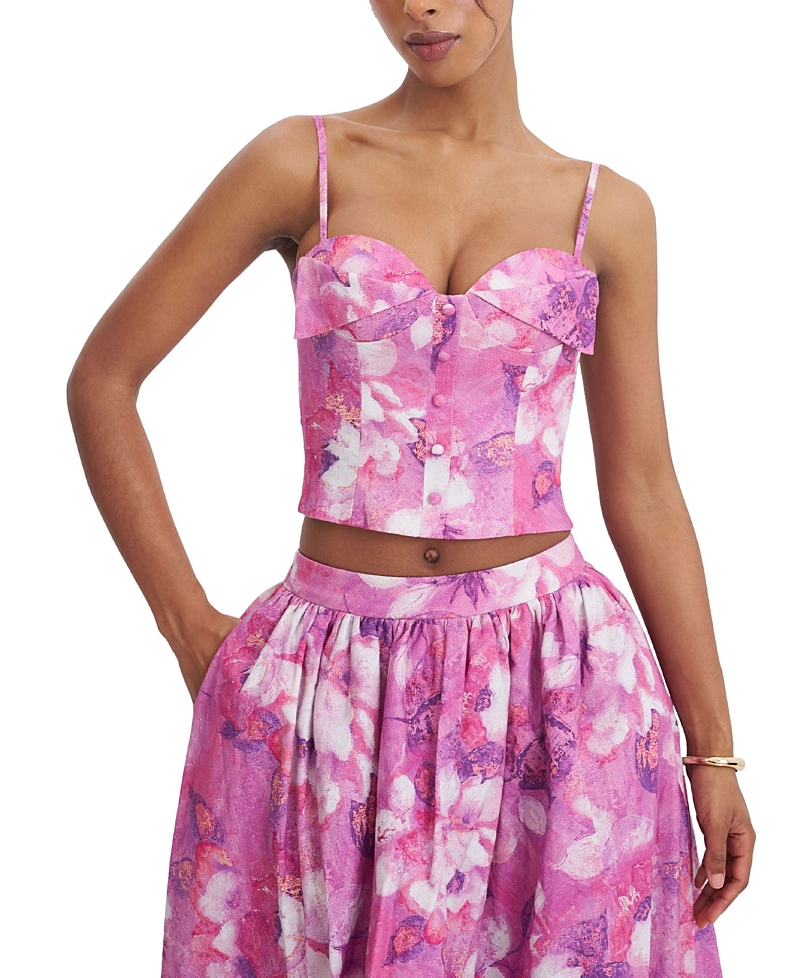 Miss Circle Xamira Blooming Linen Floral Sweetheart Foldover Top