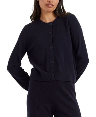 Women's Wool-Cashmere Cropped Crewneck Cardigan