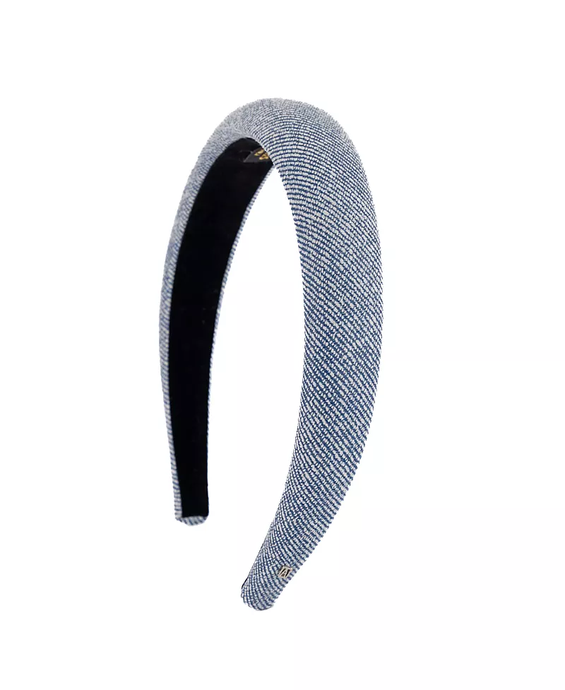 Alexandre de Paris Aurore Boreales Washed Denim Leather Headband