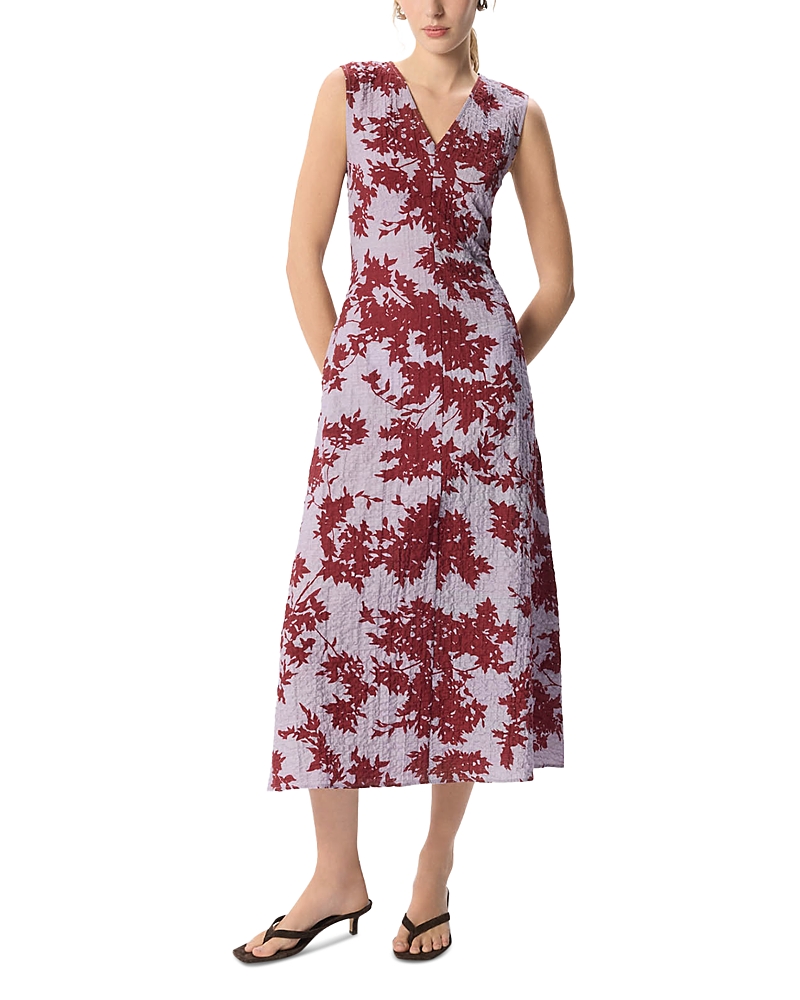 Whistles Floral V Neck Textured Dress