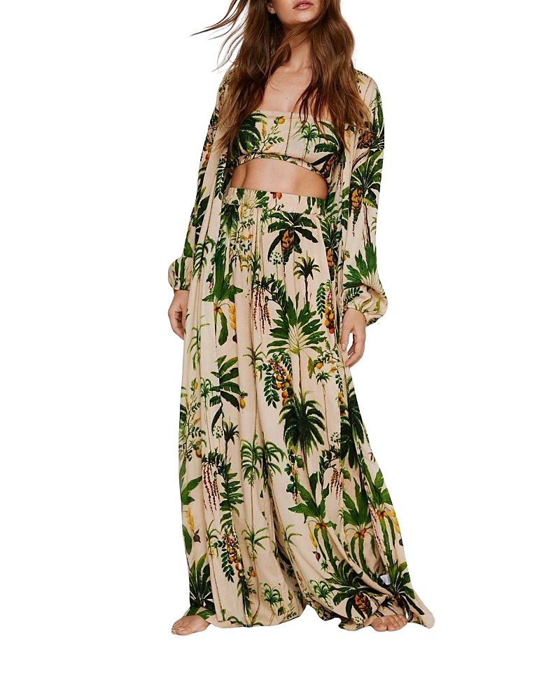 Nasty Gal Palm Tree Top and Bottom 3 Pc Beach Set