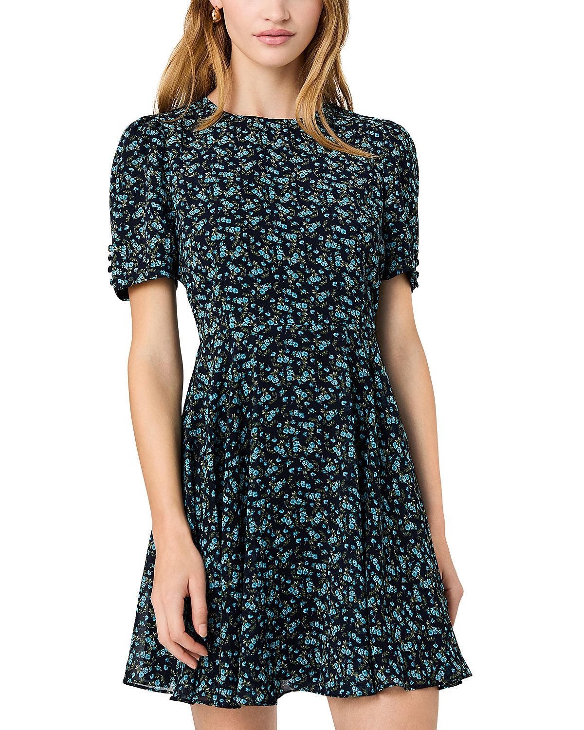 French Connection Marina Silky Chiffon Ditsy Lucia Fleur Mini Dress