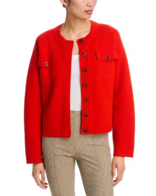 Wool-Blend Patch Pocket Cardigan Sweater
