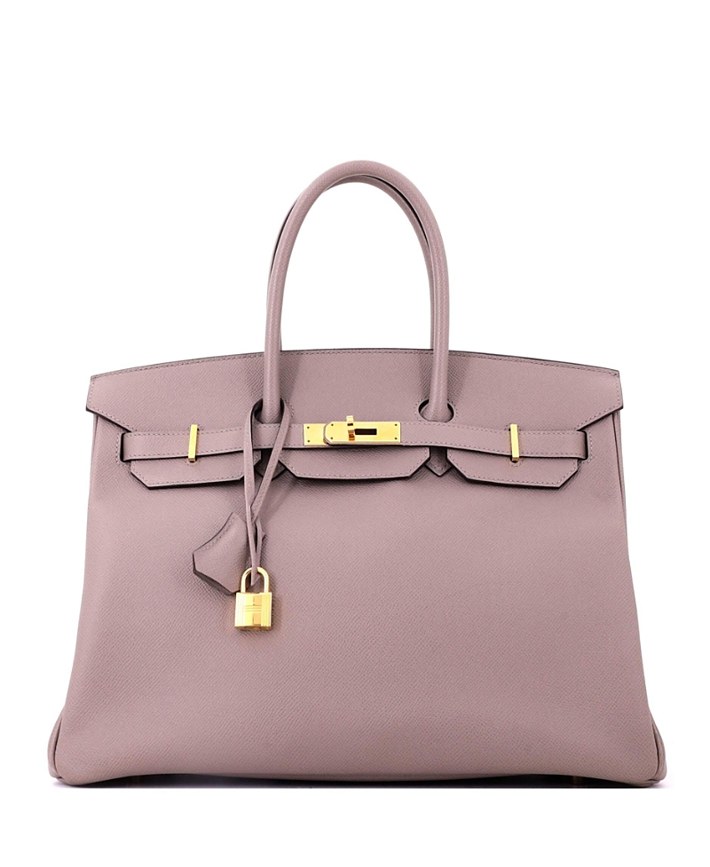 Pre-Owned HERMES Birkin 35 Handbag Grey Epsom with Gold Hardware