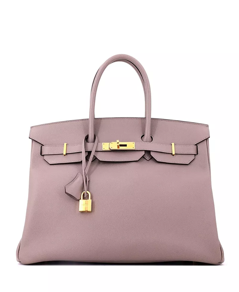 Pre-Owned HERMES Birkin 35 Handbag Grey Epsom with Gold Hardware