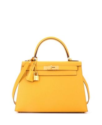 Kelly 28 Handbag Yellow Epsom with Gold Hardware
