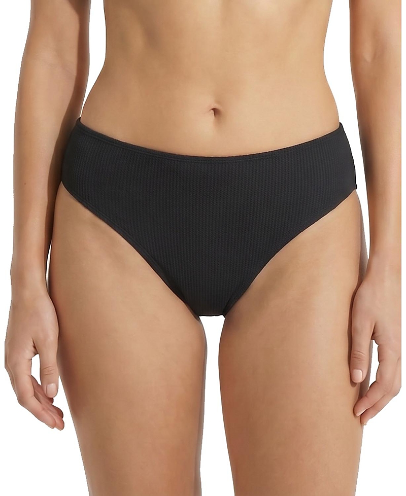 Change of Scenery Classic Midrise Textured Bikini Bottom with Full Coverage