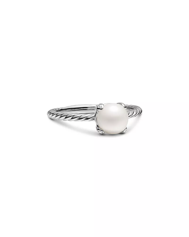 Pearl Classics Ring in Sterling Silver with Diamonds, 2mm