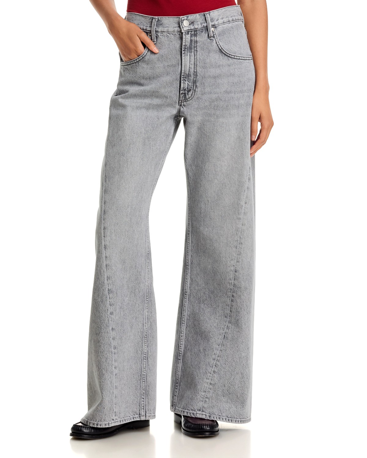 The Lemon Twist Sneak High Rise Wide Leg Jeans in Rocky Road