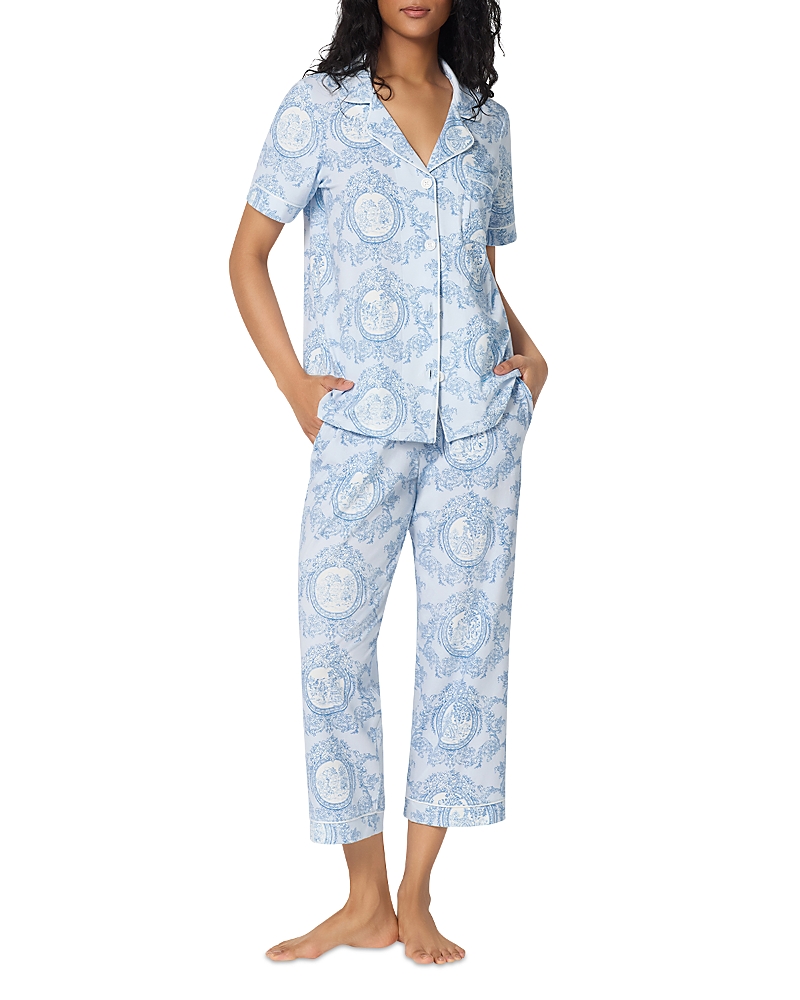 BedHead Pajamas Minuet Toile Short Sleeve Classic Stretch Jersey Cropped Pajama Set - Exclusive
