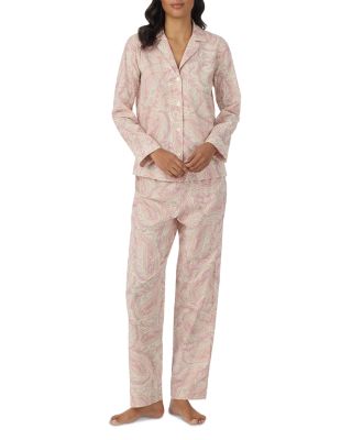 Long Sleeve Classic Woven Notch Collar Long Pants Pajama Set - Exclusive
