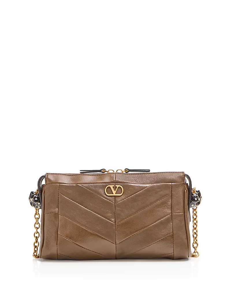 Valentino Garavani Panthea VLogo Small Leather Shoulder Bag