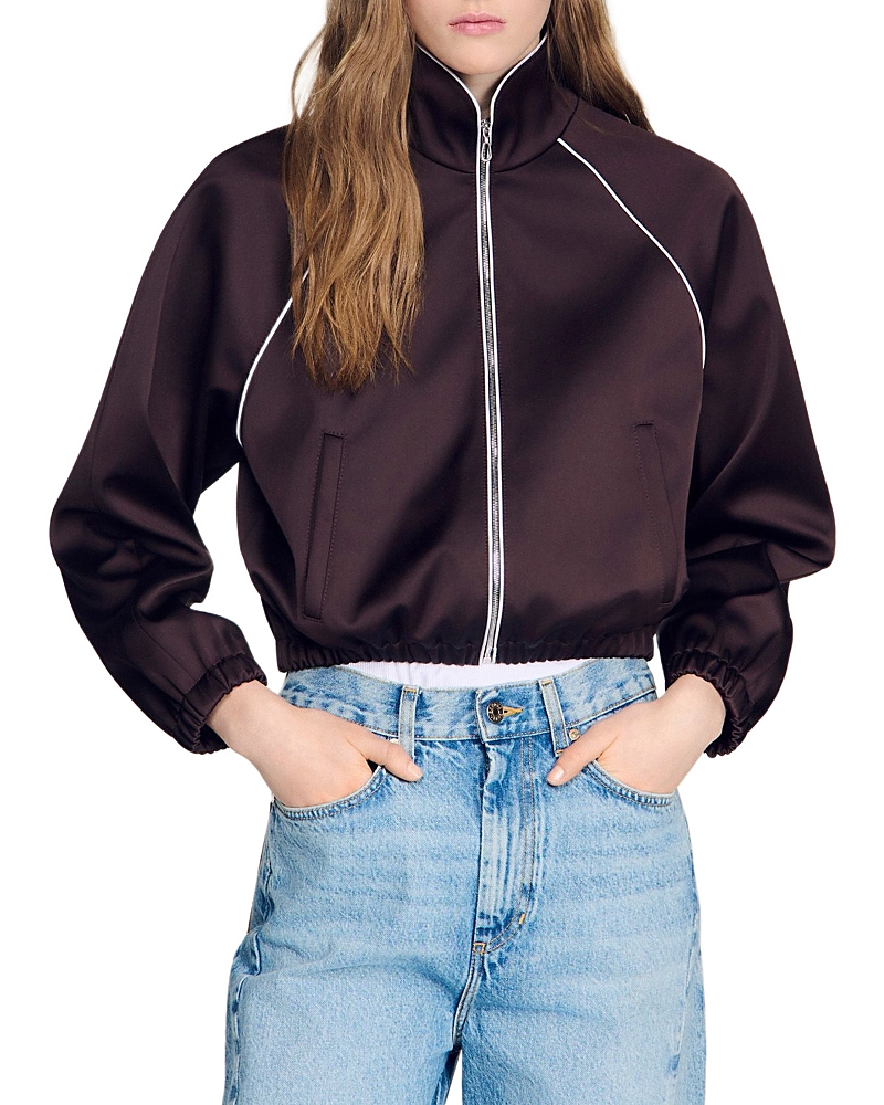 Sandro Cropped Satin Jacket